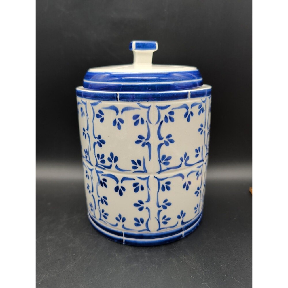 Cardinal Canister Blue And White Tile Large